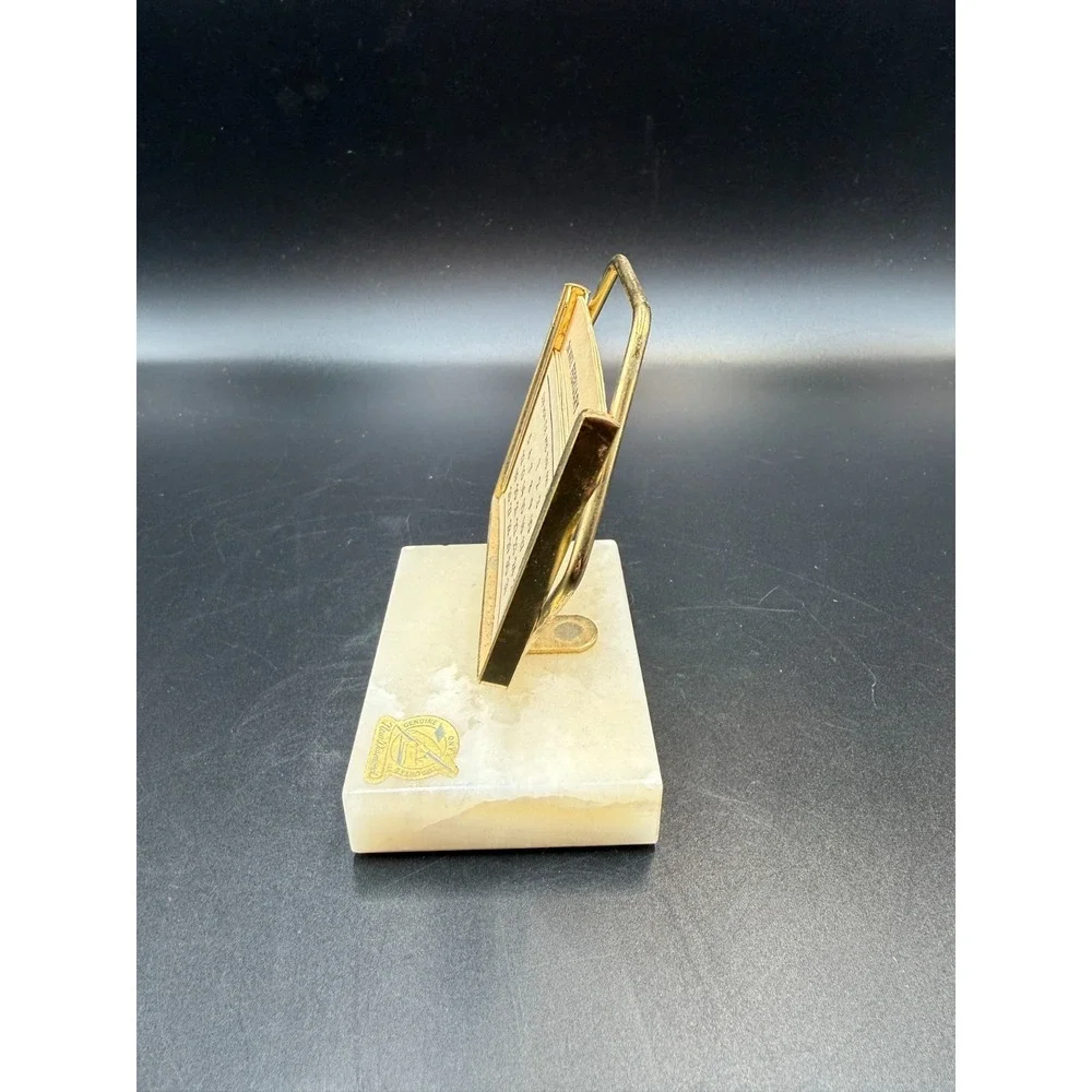 Perpetual Desk Calendar Brass Onyx Base Stone Mid Century Art Deco Complete